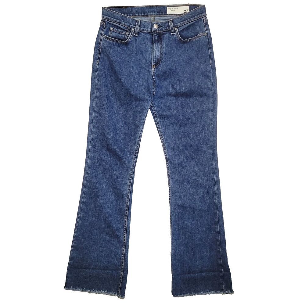 Rag & Bone Peyton Wms Size 27 (Fits 30"x31") Mid-Rise Bootcut Jeans Raw Hem USA